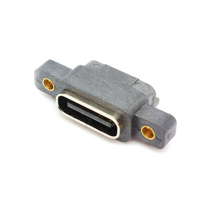厂家直销 防水type c6Pin母头 带螺母 插头USB 3.1 5A 防水连接器